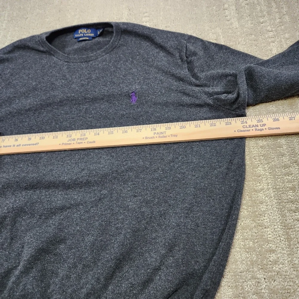 Polo Ralph Lauren Sweater Men Large Pima Cotton Gray Lightweight Knit Preppy‎